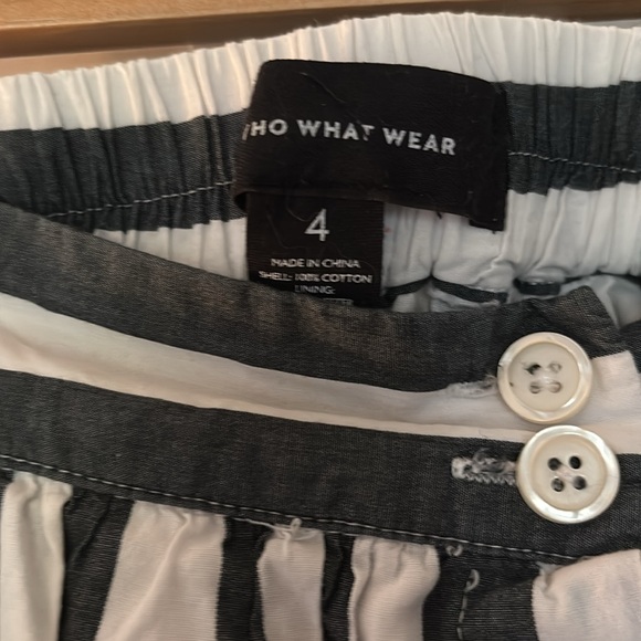 Who What Wear A Line Midi Skirt in Gray and White Strip Size 4 - Picture 3 of 5